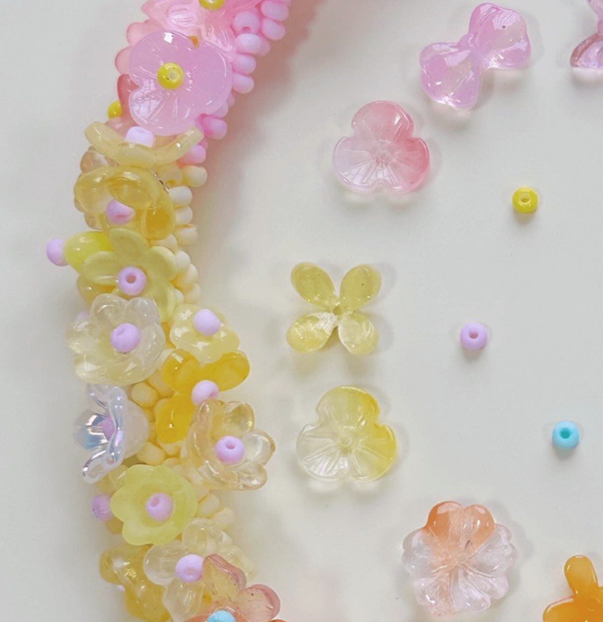 Rainbow Flower Beaded Necklace