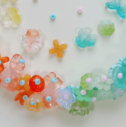 Rainbow Flower Beaded Necklace