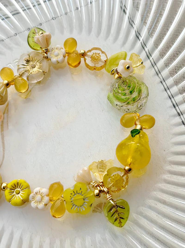 Lemon Orchard Glow: Handmade Beaded Bracelet