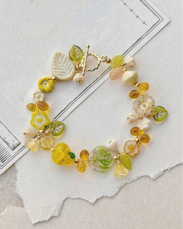 Lemon Orchard Glow: Handmade Beaded Bracelet