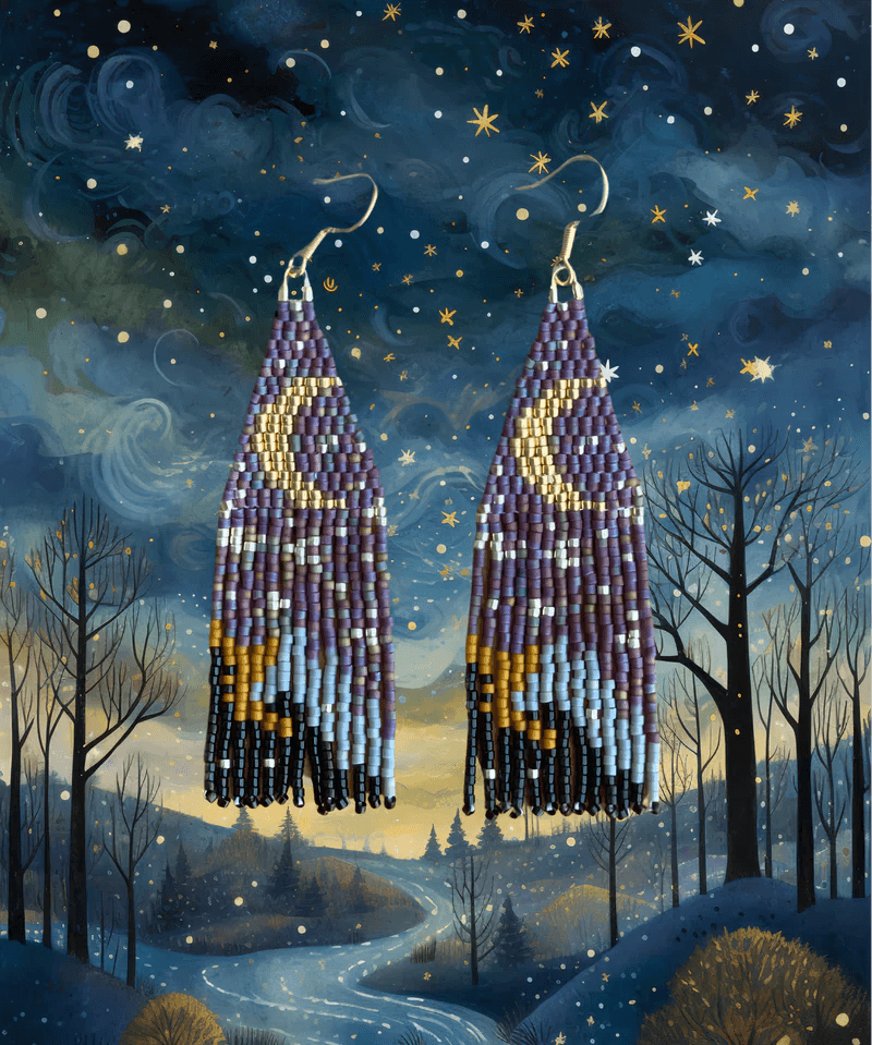 Starry Night Beaded Fringe Earrings