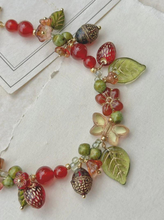 Strawberry Picking Farm: Handmade Beaded Bracelet