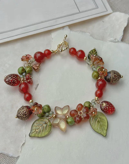 Strawberry Picking Farm: Handmade Beaded Bracelet
