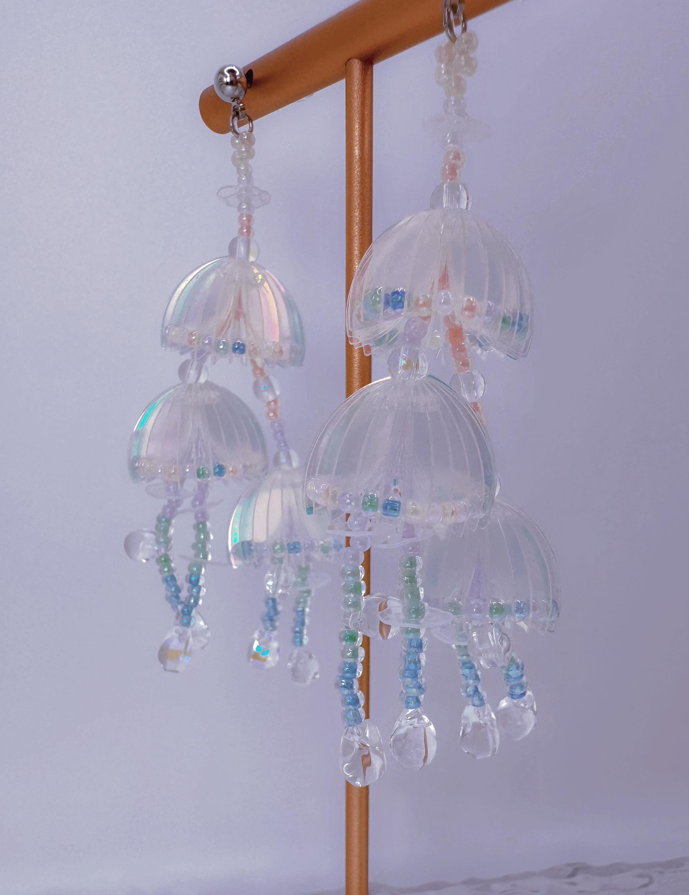 Handmade Iridescent Jellyfish Earrings