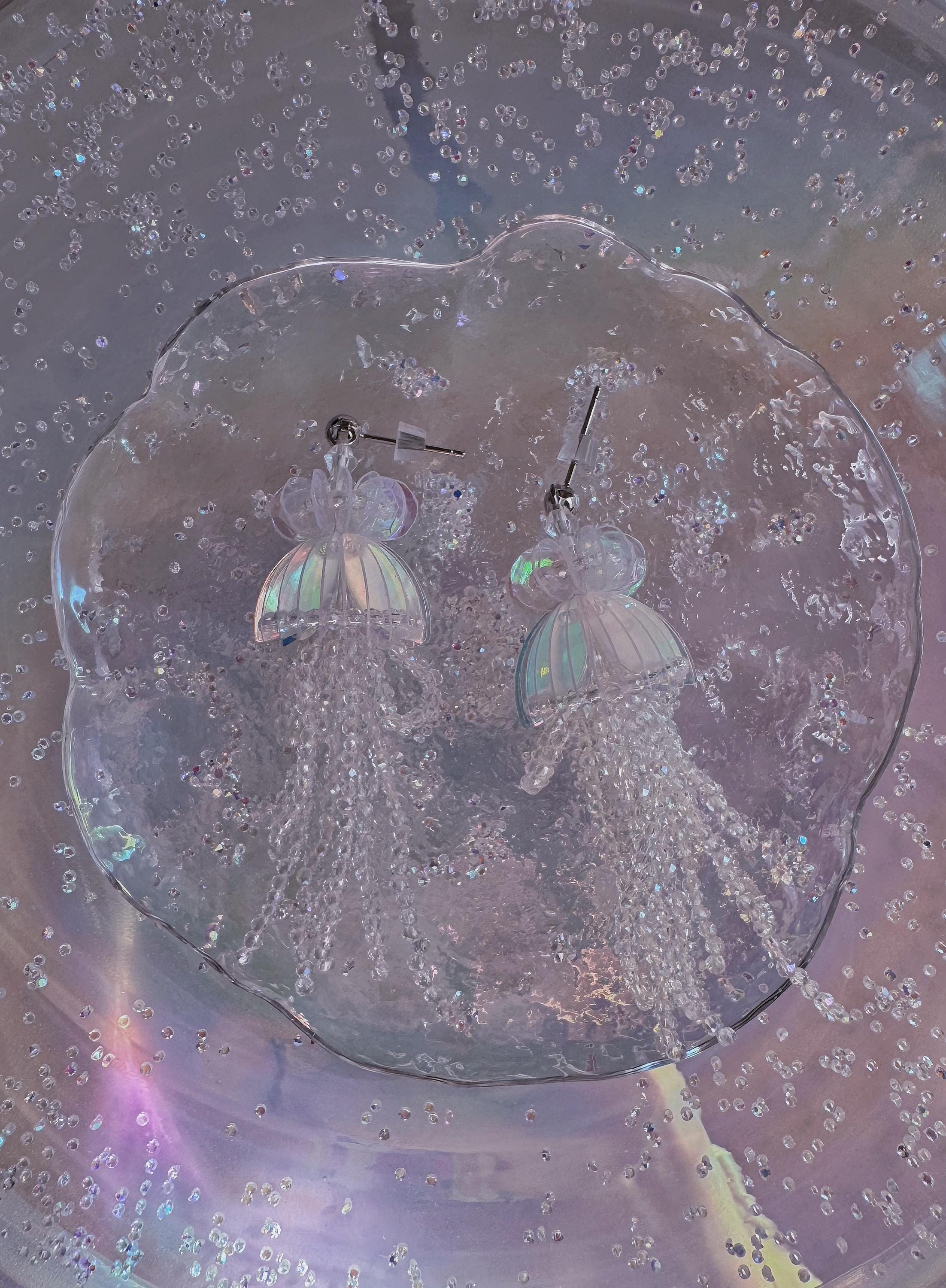 Handmade Iridescent Jellyfish Earrings