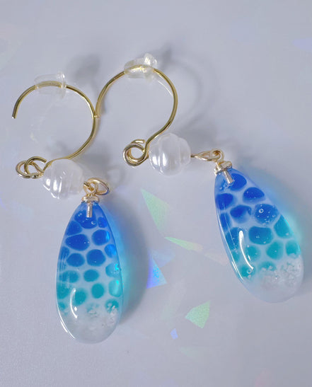 Ocean Themed Earrings, Real sand Resin Earrings
