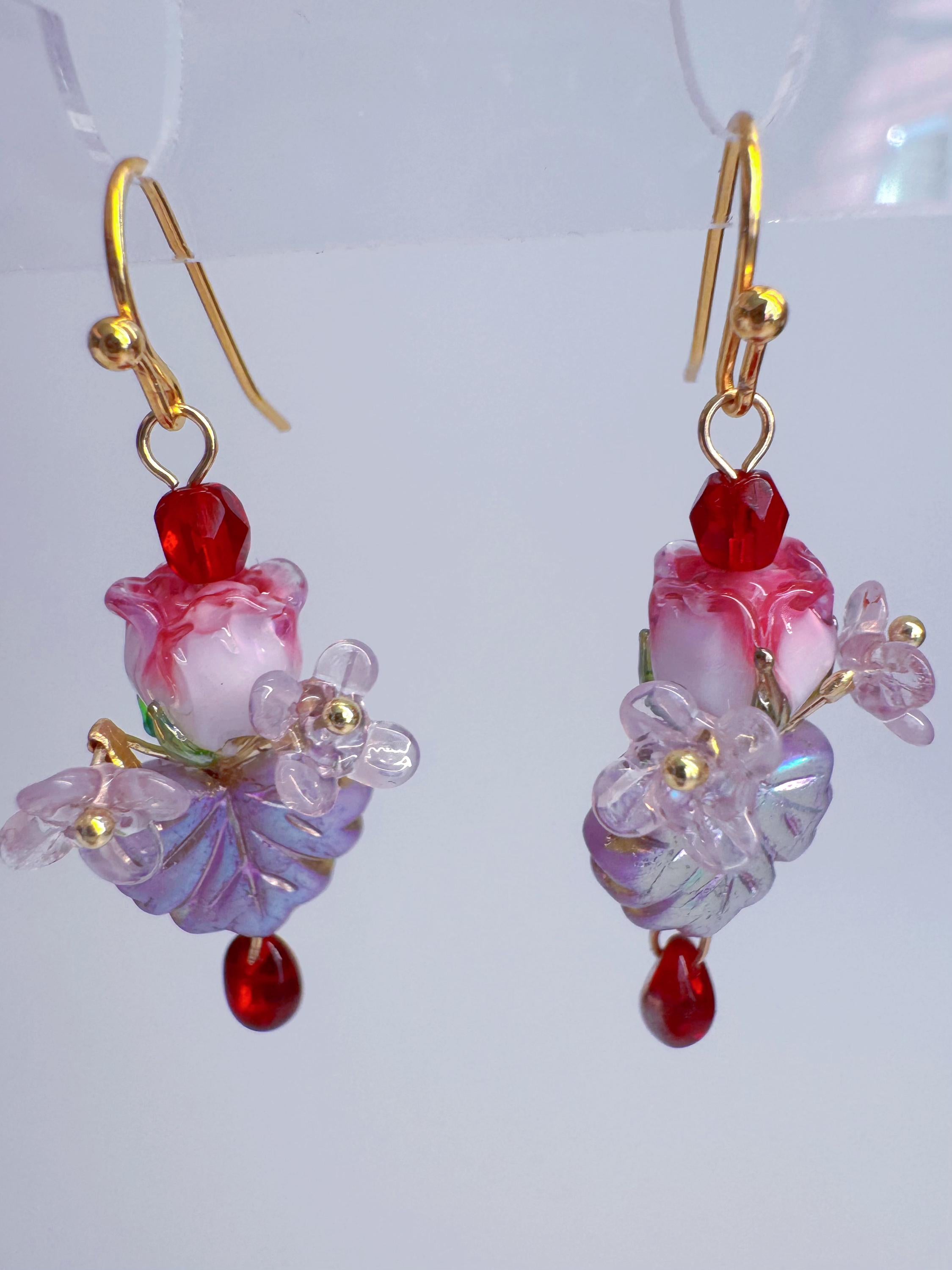 Lampwork Rose beads Earrings