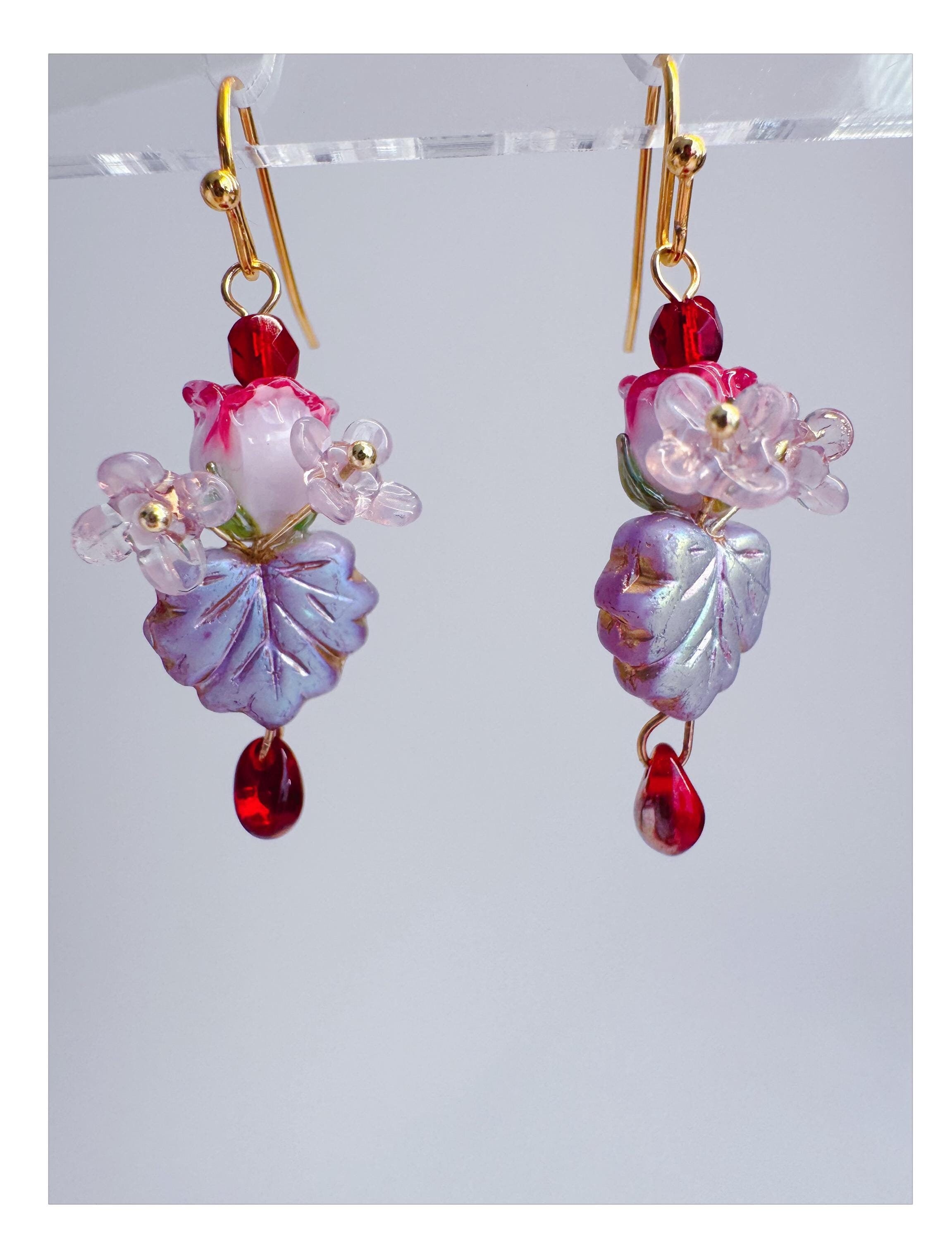 Lampwork Rose beads Earrings